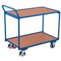 Ergonomischer Wagen mit 2 Holzplatten - Vertikale Stange - Tragkraft 250 kg